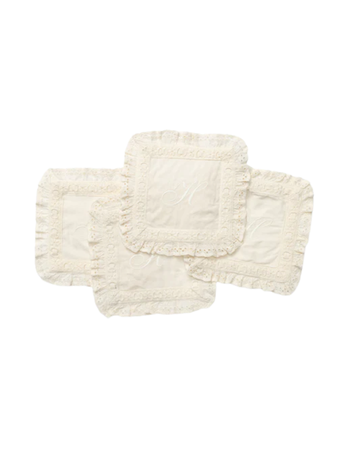 Lace Trim Cocktail Napkins, Set of 4