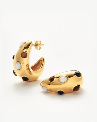 Savi Dome Medium Gemstone Hoop Earrings | 18ct Gold Plated/Multi