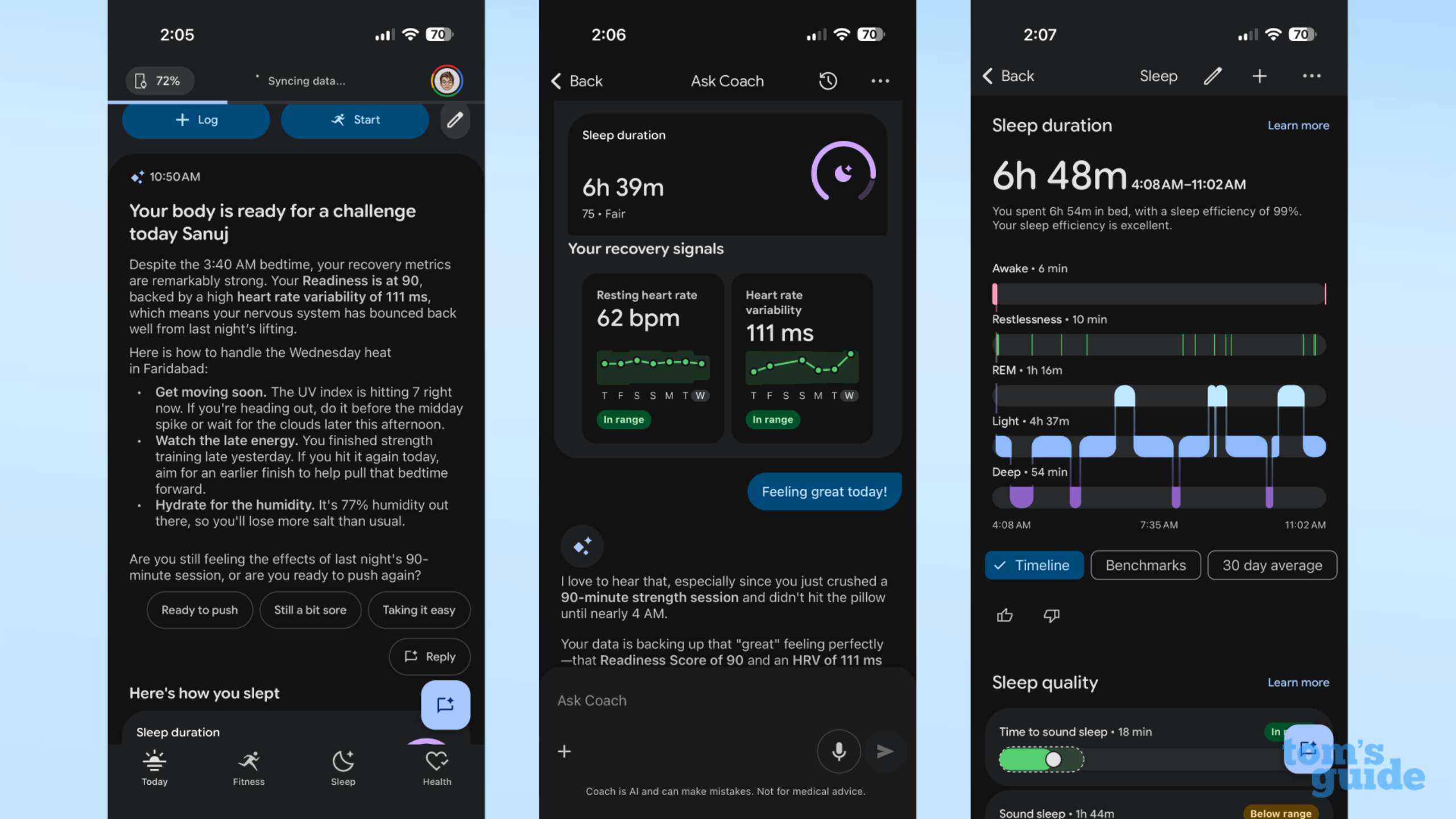 Sleep tracking on the Google Fitbit Air