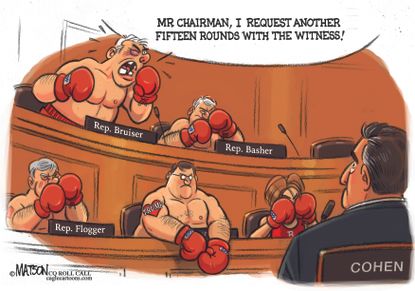 Political cartoon U.S. Trump Michael Cohen testimony