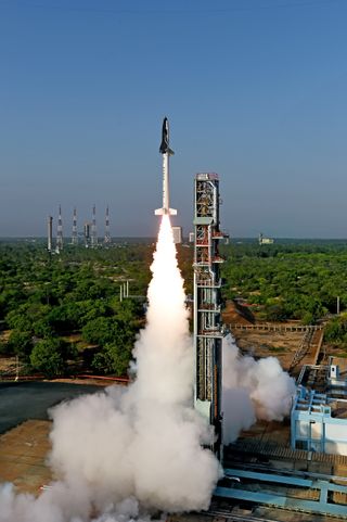 On May 23, 2016, India launched the first test flight of its Reusable Launch Vehicle Technology Demonstrator, a winged, unmanned spacecraft that resembles a miniature space shuttle.