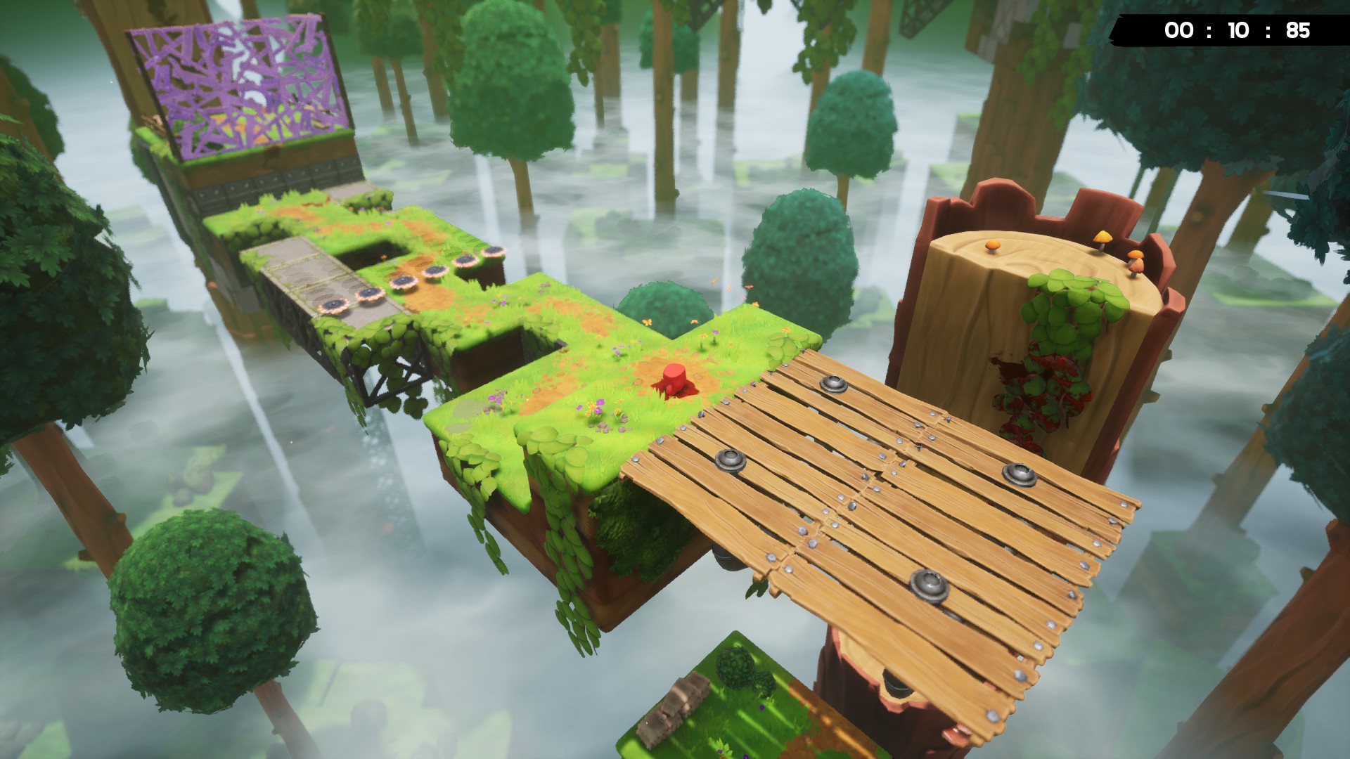 Super Meat Boy 3D screenshot in a green themed world