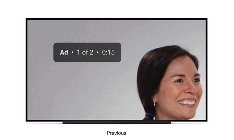 YouTube's current ad indicator, showing ads viewed and how many remain.