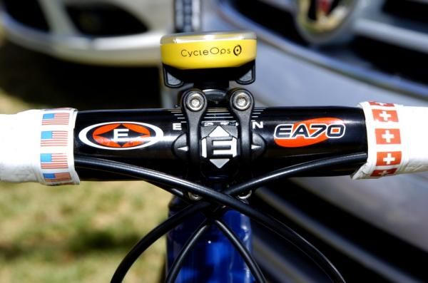 BMC Racing Team&rsquo;s bikes feature a tribute to the team&rsquo;s origins, with the Swiss and United States of America national flags featuring on the handle bar tape.