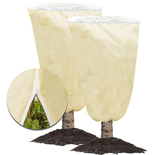 Mixc Plant Covers Freeze Protection, 47.2''&amp;times;70.8'' Winter Cold Weather Frost Blankets Shrub Jacket With Drawstring Reusable Frost Protection Cloth for Outdoor Plants Fruit Tree Potted (2 Pack)