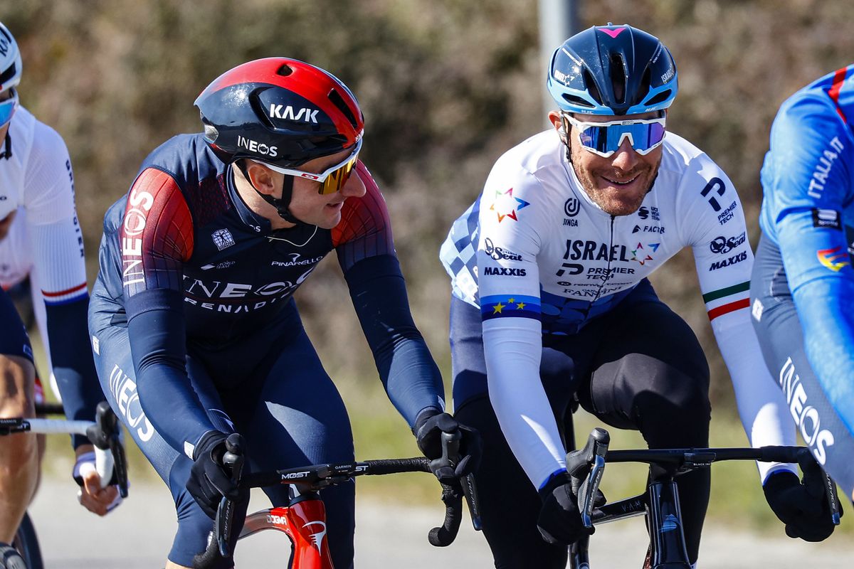 Tirreno Adriatico 2022 - 57th Edition - 2nd stage Camaiore - Sovicille 219 km - 08/03/2022 - Elia Viviani (ITA - INEOS Grenadiers) - Giacomo Nizzolo (ITA - Israel - Premier Tech) photo Luca Bettini/SprintCyclingAgency&Acirc;&copy;2022