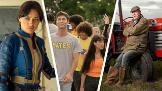 Three of the top shows on Amazon (Fallout, Overcompensating and Clarkson's Farm)