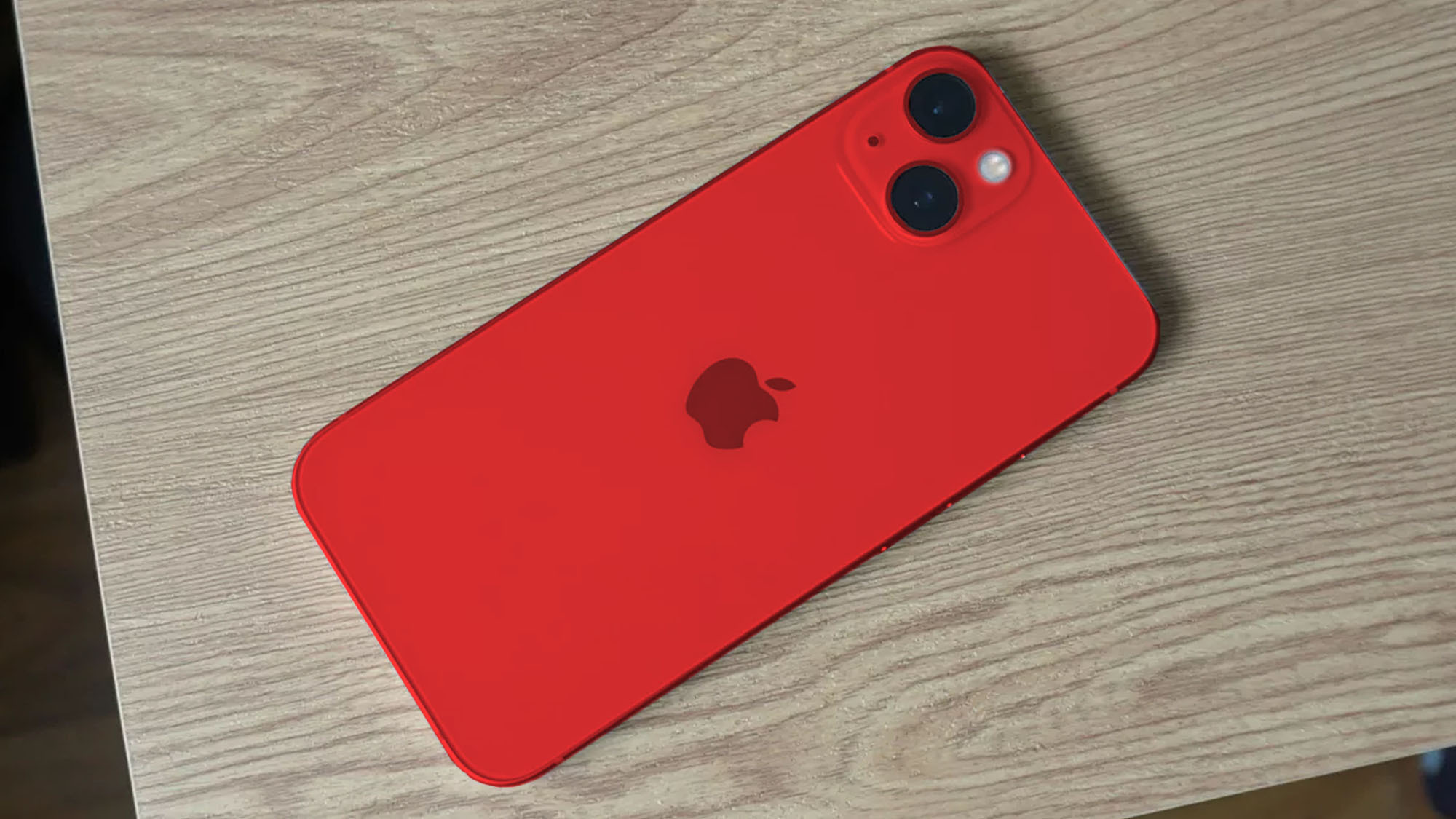 An iPhone 13 photo edited to show a red shade