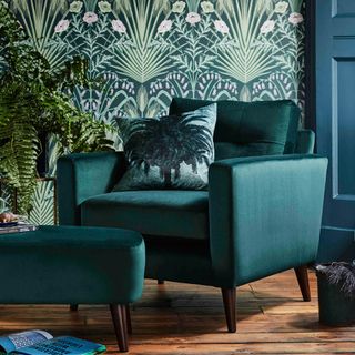 teal living room with sofa