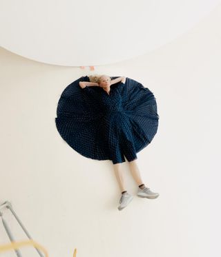 Portrait of artist Helen Pashgian in her Pasadena studio