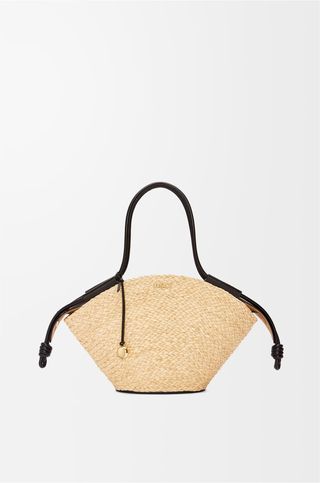 Small Paseo Basket in Raffia and Nappa Calfskin