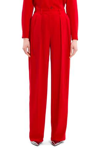 Red Color Trend 2023 | Theory Double Pleat Straight Leg Pants
