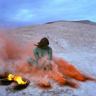 Judy Chicago, Immolation, from the series Women and Smoke, 1972. Fireworks performance; performed in California desert.