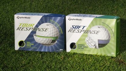 TaylorMade Tour and Soft Response balls pictured outdoors