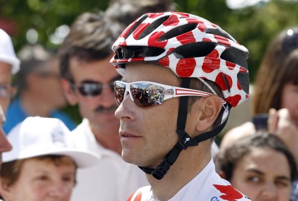 Best climber Fredrik Kessiakoff and his polka dot helmet