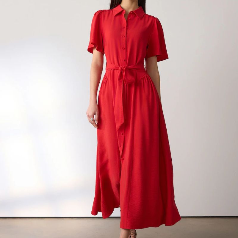 Next, red midi dress