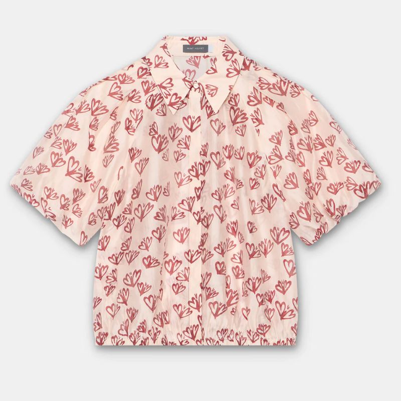 A cut out of a Mint Velvet heart print puff sleeve blouse
