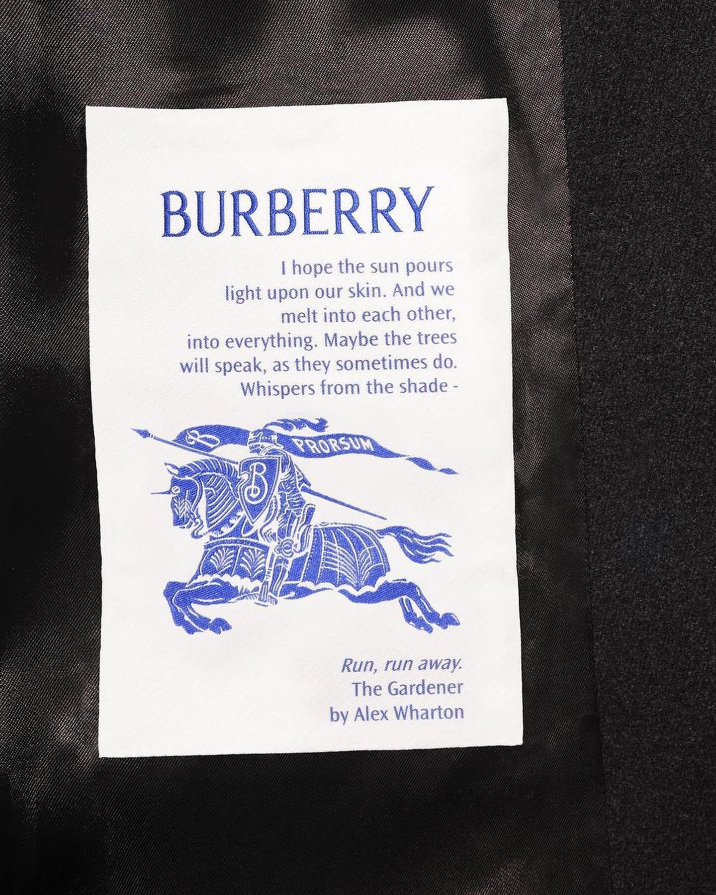 The inside pocket of Lewis Hamilton's Burberry Met Gala coat.