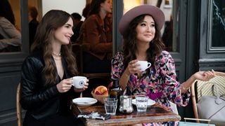 Ashley Park, right, as Mindy with Lily Collins as Emily in Emily in Paris on Netflix.