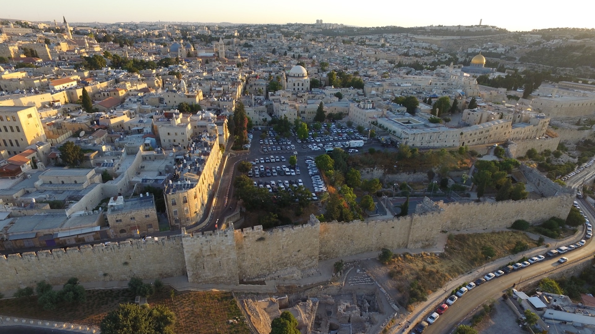 An aerial view of a city