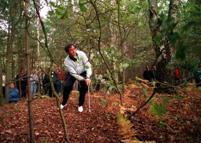 Seve Ballesteros playing out of the (many) trees at Wentworth.