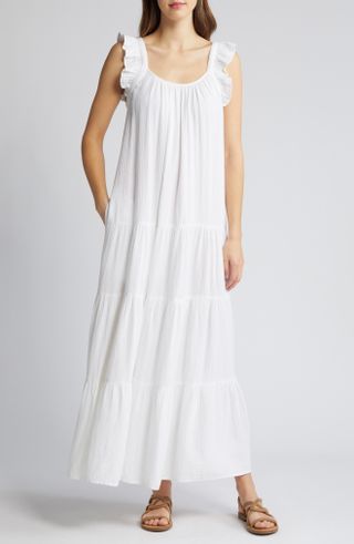 Ruffle Tiered Cotton Maxi Dress