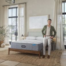 Nate Berkus with mattress and pillows from his Beautyrest collection