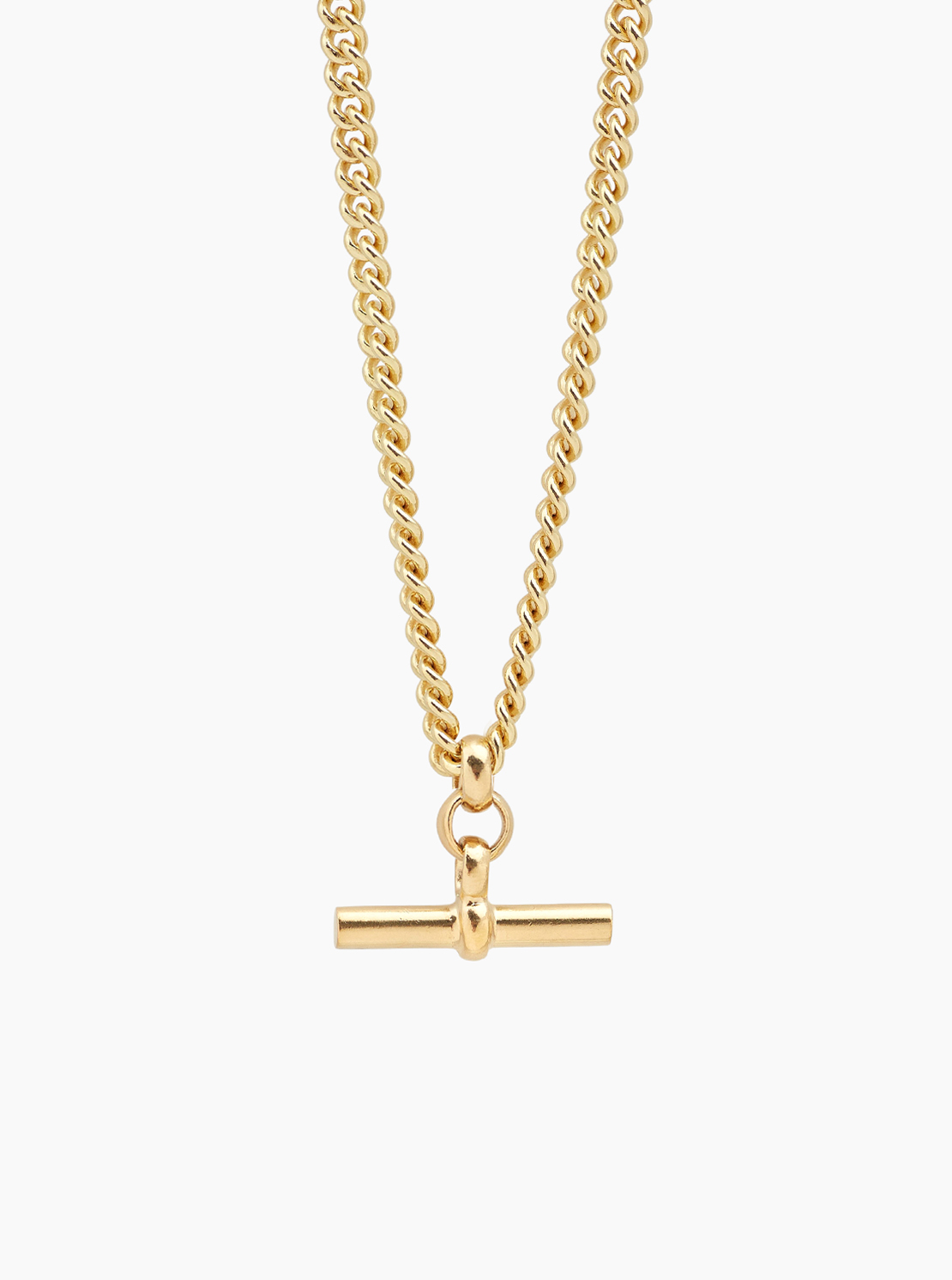 Gold T-Bar Curb Link Necklace - Tilly Sveaas Jewellery