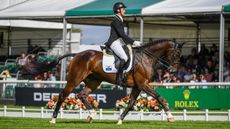Burghley Horse Trials Woods Baughman and C'Est La Vie 135 in the dressage phase