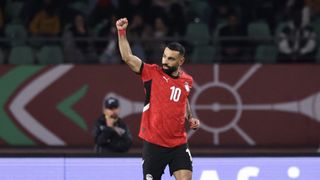 Mohamed Salah celebrates his goal during the Africa Cup of Nations (CAN) quarter-final football match between Egypt and Ivory Coast at the Grand stadium in Agadir on January 10, 2026. 