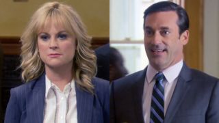 Amy Poehler and Jon Hamm on an episode of Parks and Recreation.