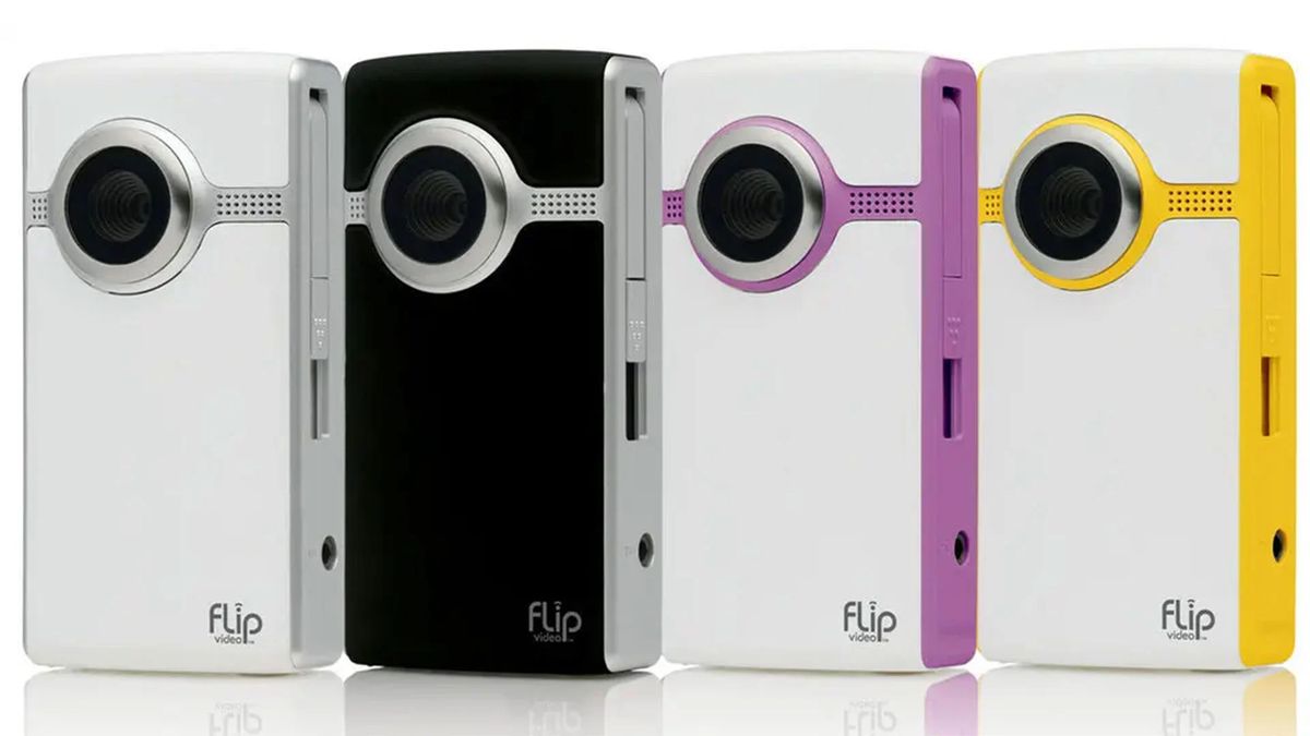 Four Flip Video Ultra cameras in various colors