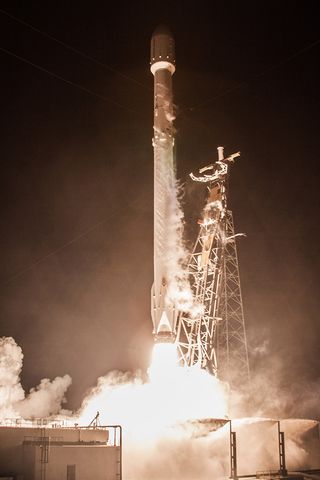 A SpaceX Falcon 9 rocket carrying the secret Zuma spacecraft for the U.S. government launches Space Launch Complex 40 at Cape Canaveral Air Force Station in Florida on Jan. 7, 2018 in this still from a SpaceX video.