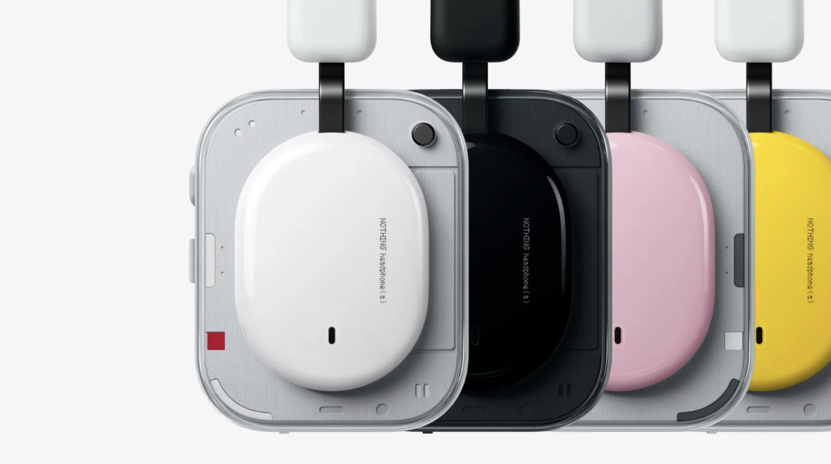Four Nothing headphones lined up together