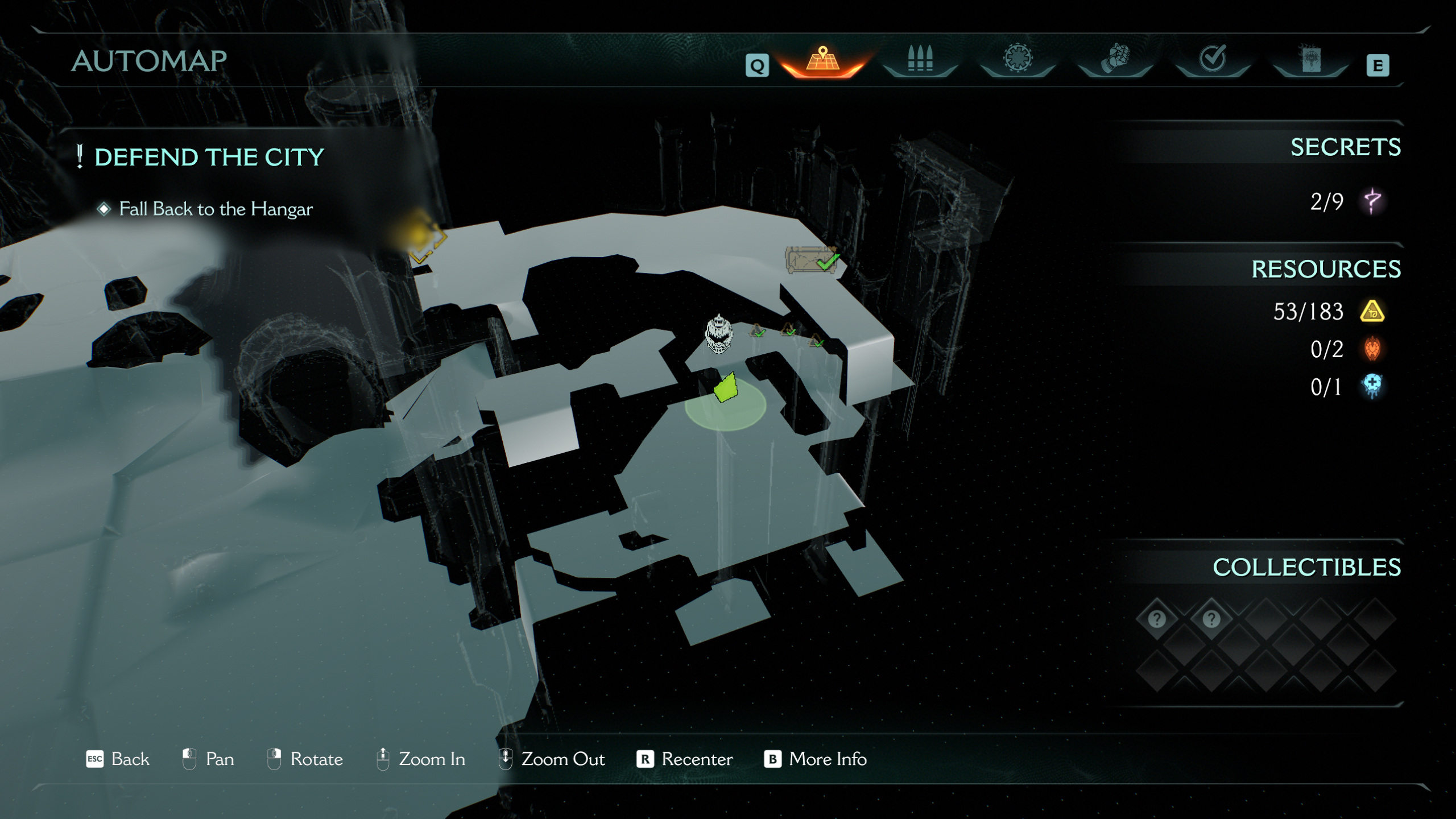Doom: The Dark Ages Siege Part 2 secrets - A map highlighting the location of a life sigil in a small room in the castle wall.