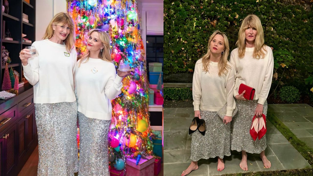 Laura Dern and Reese Witherspoon celebrated the holiday season in matching outfits.