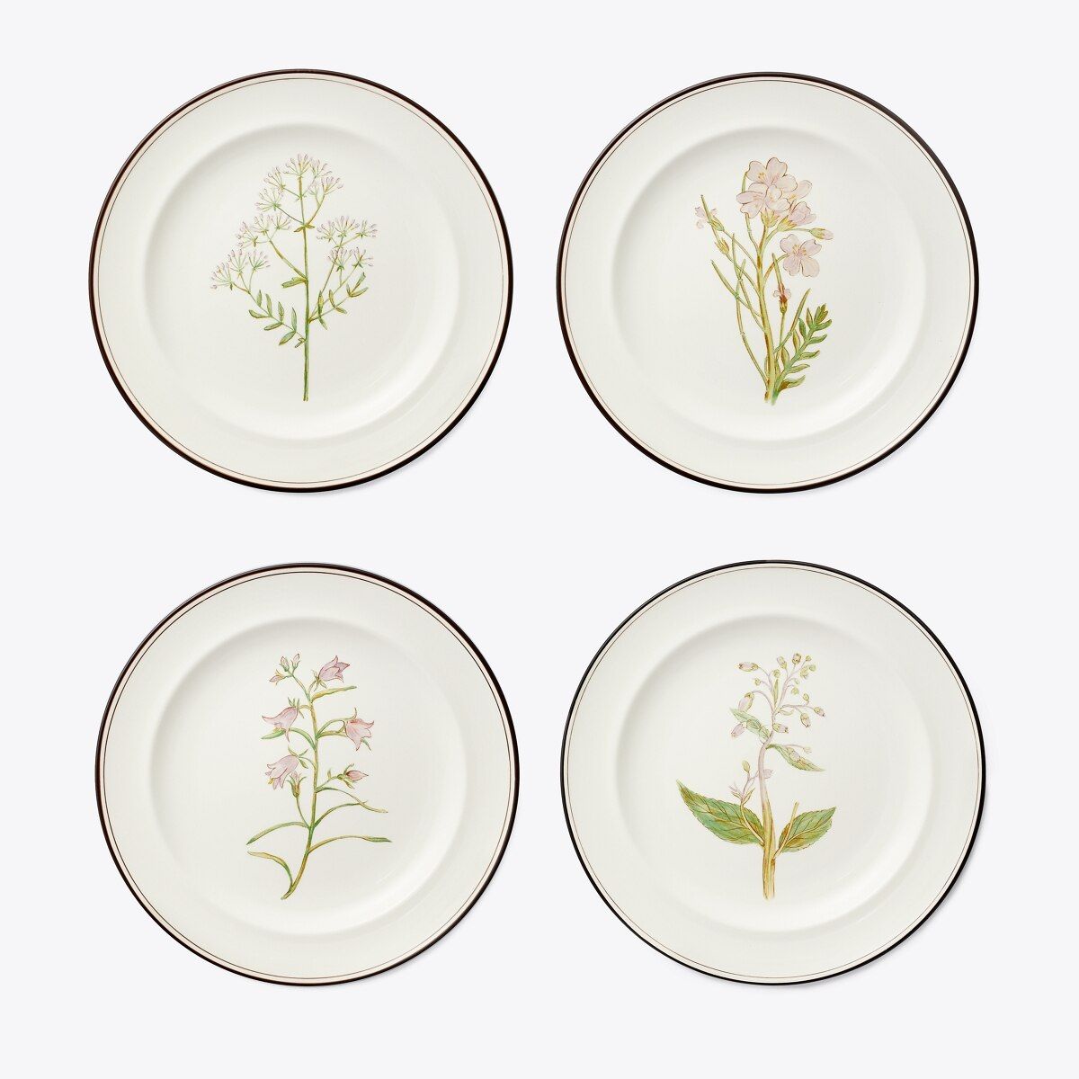 Lilac Flower Salad Plates, Set of 4 in White, Size Os