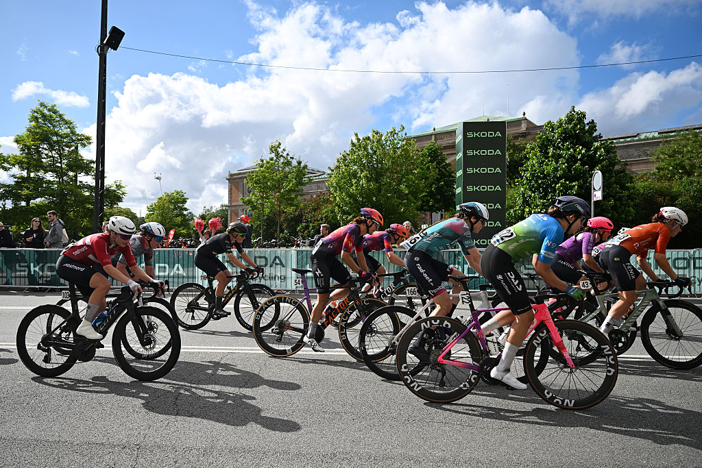 COPENHAGEN, DENMARK - JUNE 13: (L-R) Katia Ragusa of Italy and Team Human Powered Health, Laura Sussemilch of Germany and Team REMBE | rad-net Women and Tiffany Keep of South Africa and Team DAS - Hutchinson compete during the 2nd Copenhagen Sprint 2026, Women&amp;amp;apos;s Elite a 156km one day race from Roskilde to Copenhagen / #UCIWWT / on June 13, 2026 in Copenhagen, Denmark. (Photo by Luc Claessen/Getty Images)