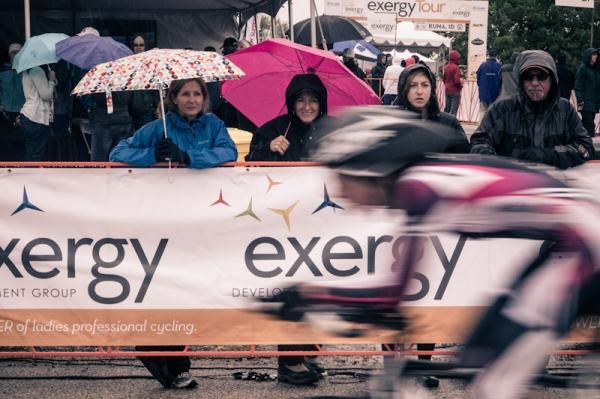 Fans braved the weather to watch the ladies race today.