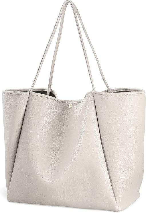 Hoxis, Hoxis oversized pu leather tote bag women bag shopper handbag travel wallet (ivory)