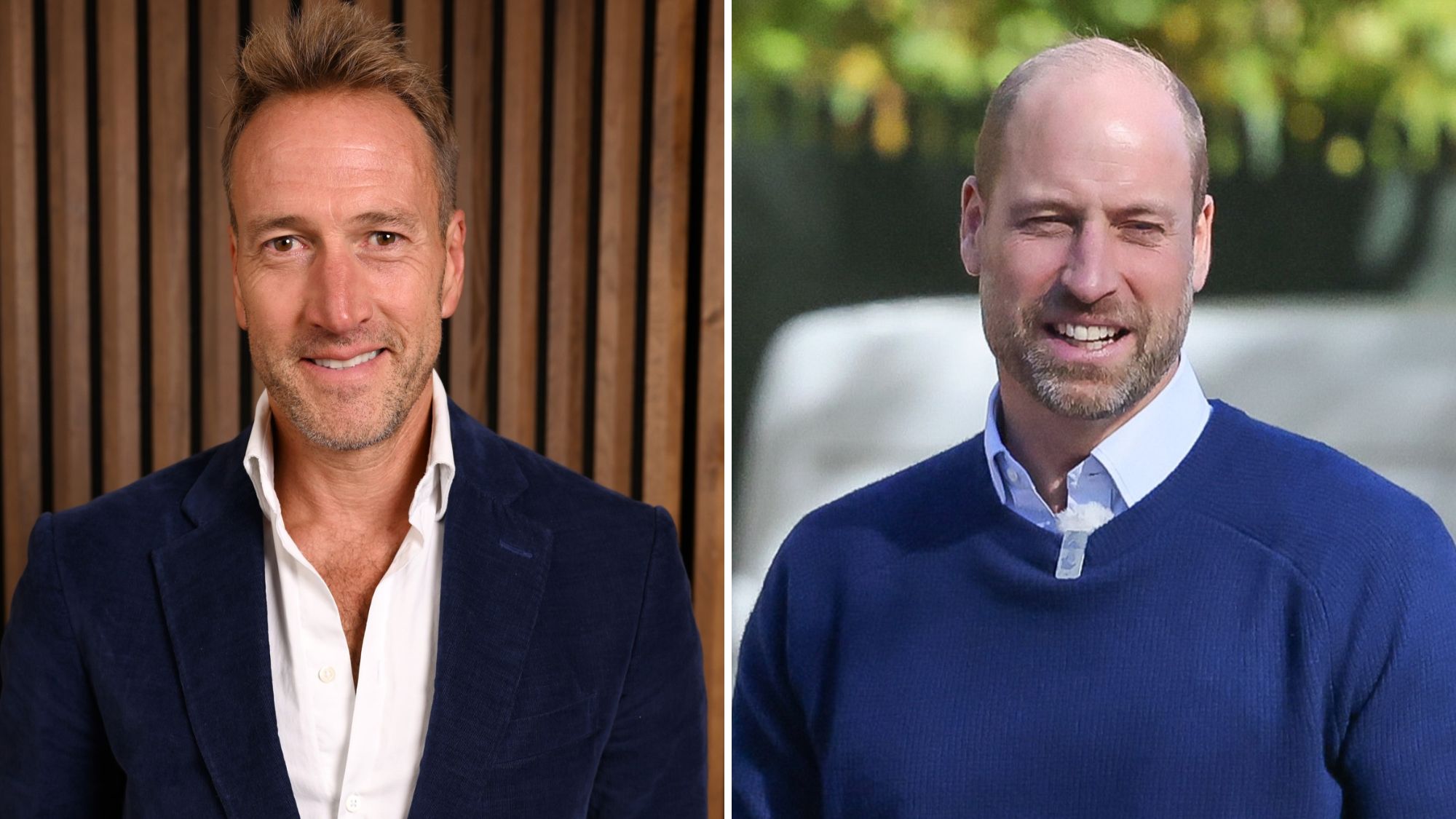 A composite of a picture of Ben Fogle during the BAFTA TV Preview of "Endurance: Race to the Pole" in 2023 and a picture of Prince William during an Earthshot Prize event on The Mall in 2026