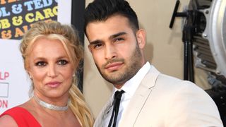 hollywood, california july 22 britney spears and sam asghari arrives at the sony pictures once upon a timein hollywood los angeles premiere on july 22, 2019 in hollywood, california photo by steve granitzwireimage