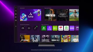 The Samsung Gaming Hu now showing a banner with Amazon Luna in it.