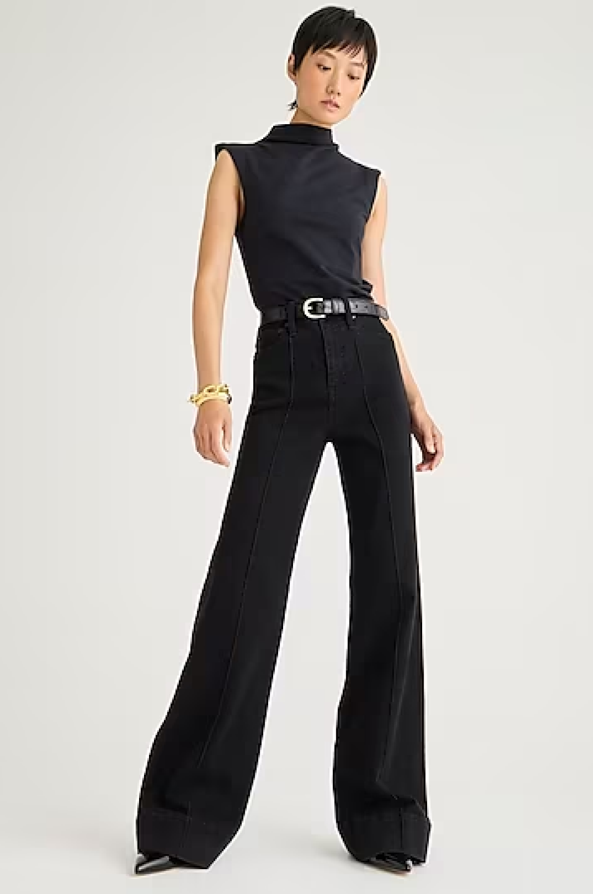 J.Crew Pintuck denim trouser in black