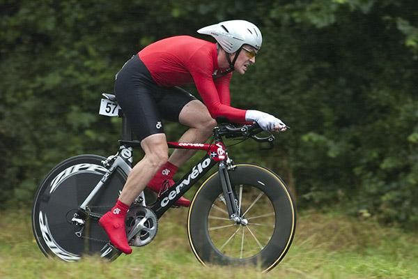Stephen Tree from Sydney in the final stretch of his ride against the clock in Learmonth.