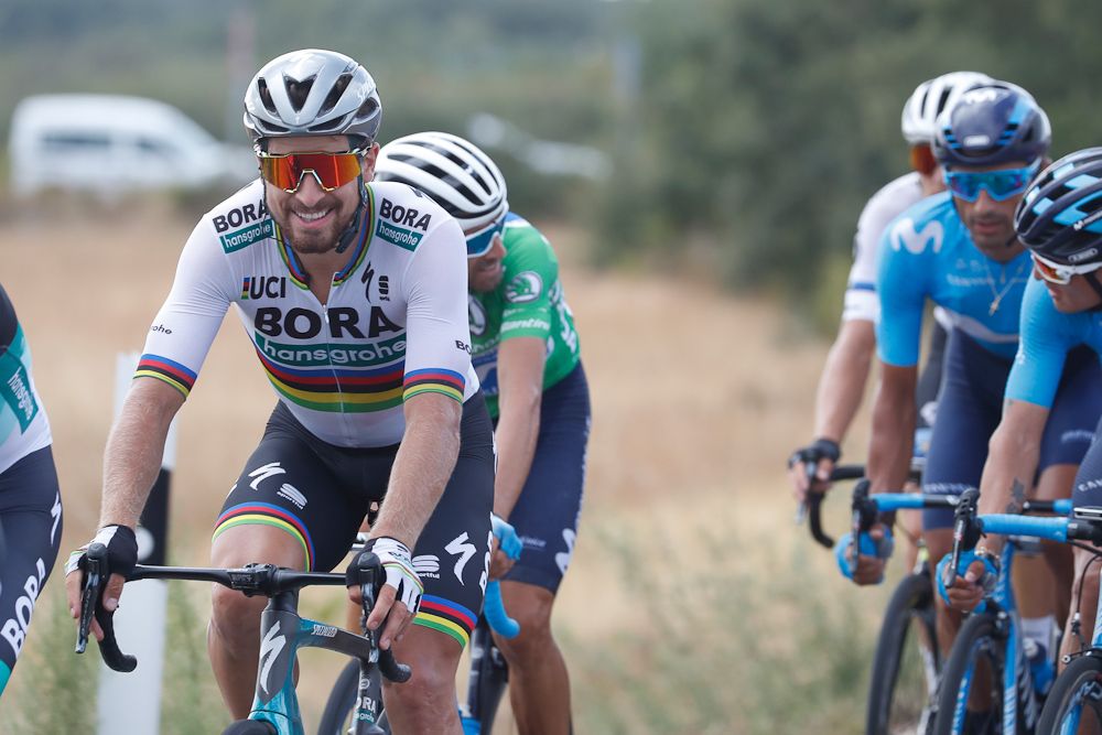 Peter Sagan shares a laugh during stage 10 at the Vuelta