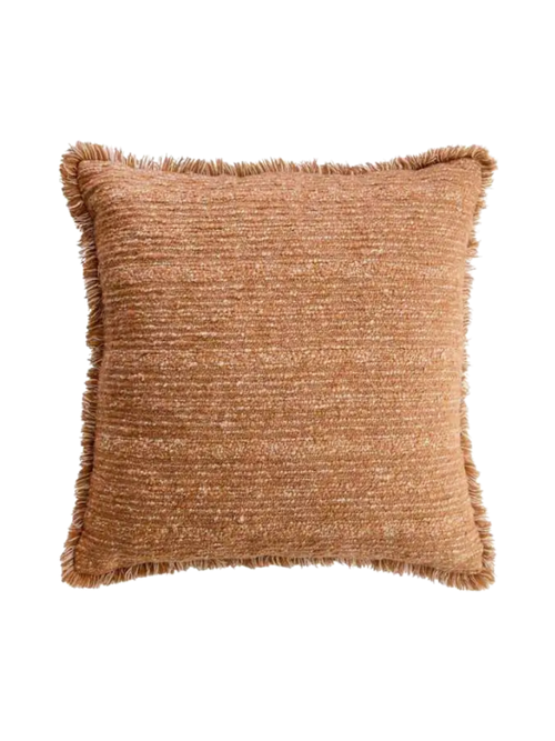 Orange Woven Throw Pillow With Fringe
