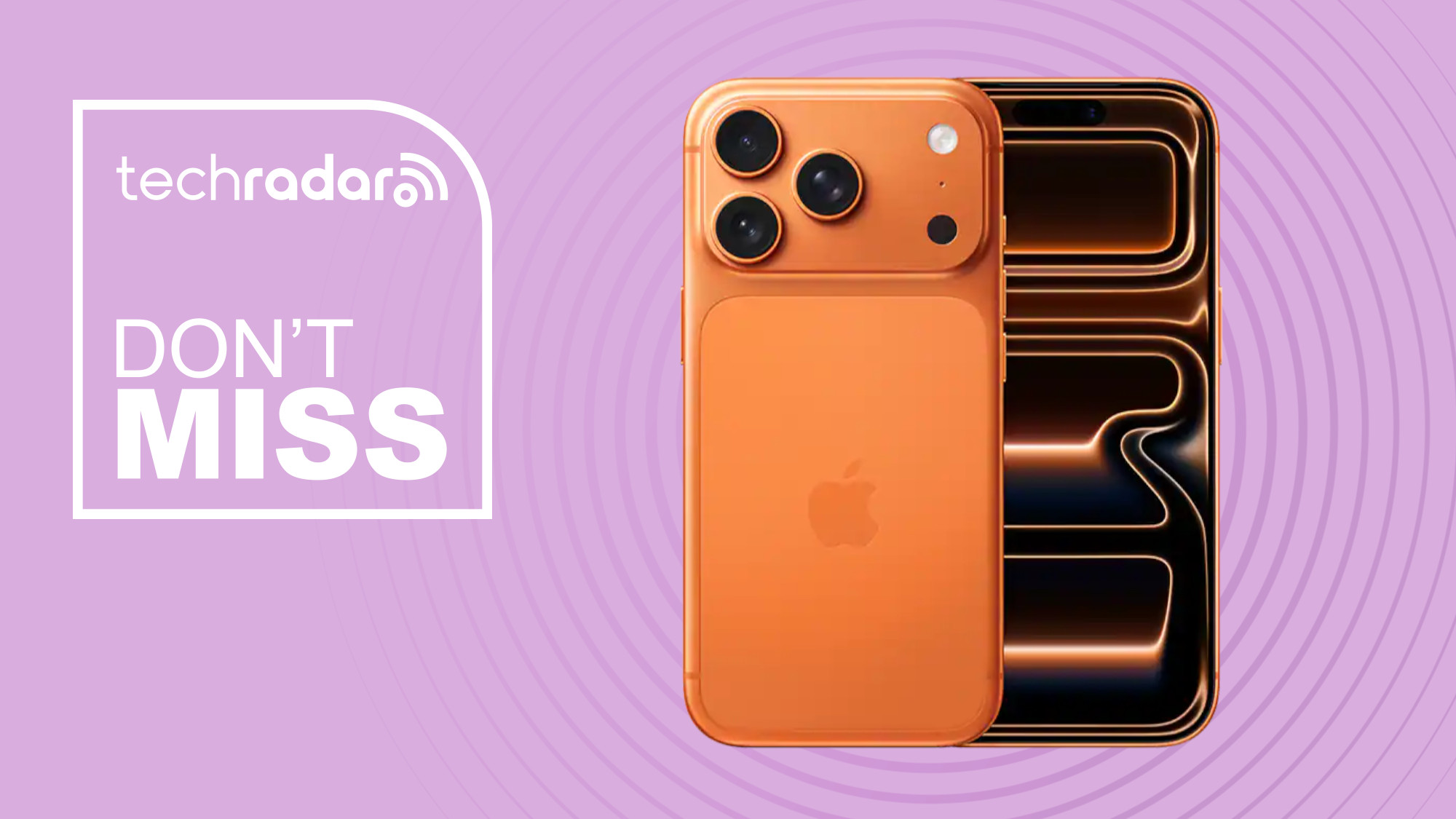 Apple iPhone 17 Pro on pink background with don&#039;t miss text overlay