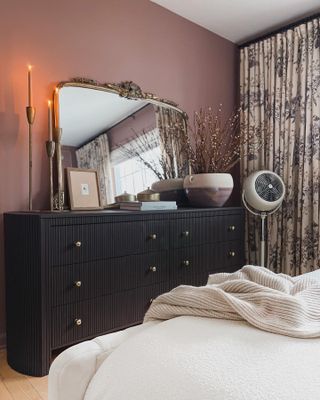 Ikea small bedroom ideas black fluted dresser and nightstand