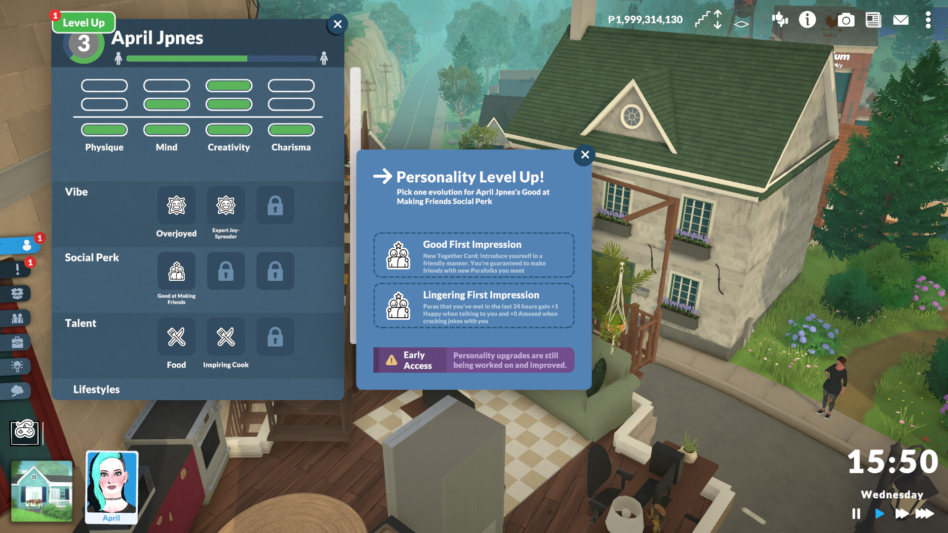 How to upgrade personalities in Paralives by levelling up